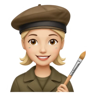 artist with beret and painter sticker