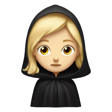 blonde haired girl frowning in a black cloak sticker