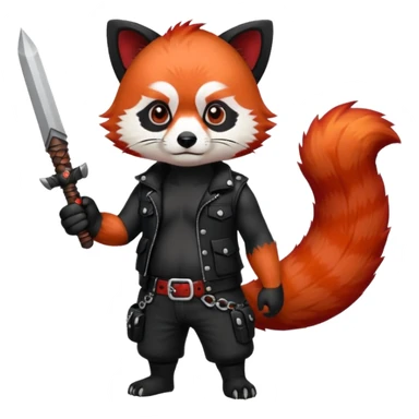full body punk red panda with red and black hair with a blunt in hand  sticker