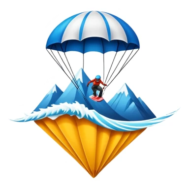 A bold emblem featuring a combination of symbols representing various extreme sports, like a mountain peak, a parachute, and a wave. The design is dynamic and sharp, capturing the thrill and adventure of extreme sports, with a strong, energetic vibe. sticker
