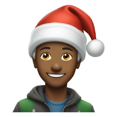 smiling boy outdoors portrait with a Santa hat  sticker