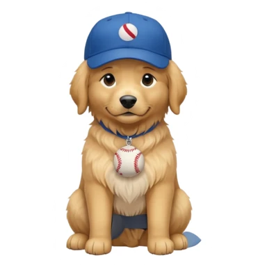 Golden retriever dog with blue baseball cap fullbody sitting down sticker