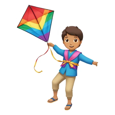 Child flying Japanese kite  sticker