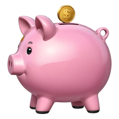 money in a piggy bank side on sticker