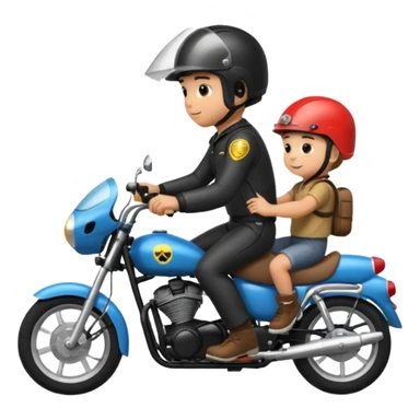 black lab riding motorbike with boy  sticker