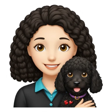 happy girl with black goldendoodle sticker
