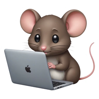 Sad mouse using laptop sticker