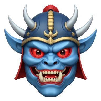 blue oni with samurai helmet face sticker