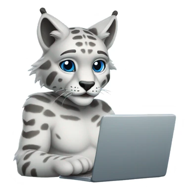 A blue lynx with a laptop sticker