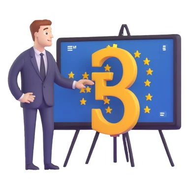 business analyst studying price data with euro symbol € on screen sticker
