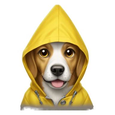 Dog wearing a yellow raincoat sticker