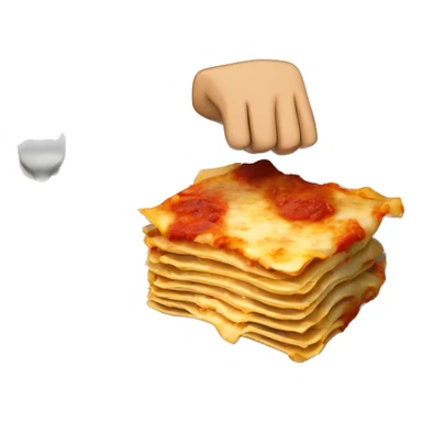 A fist punching a plate of lasagna  sticker