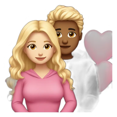 kissing girl with light blondie hair and pink dress and boy with dark hair and black hoodie  sticker