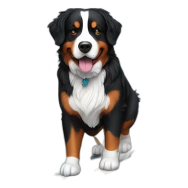Bernese mountain dog skiing with a girl sticker
