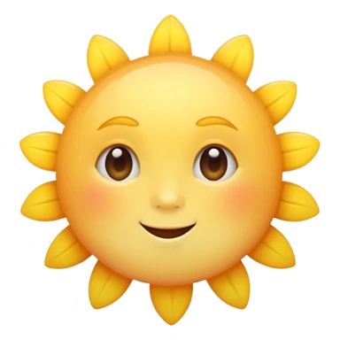 Generate a high-quality 3D cartoon-style emoji of a yellow sun, bright and cheerful, smooth gradient colors, rounded and cute appearance, simple white background, high-resolution.
 sticker