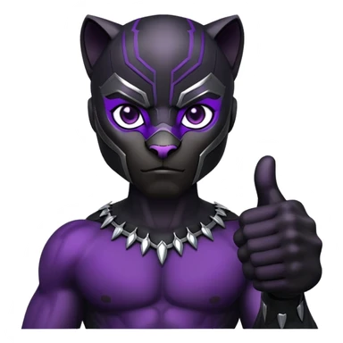 black panther with purple eyes, thumbs up sticker
