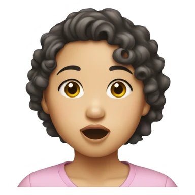 Asian girl with curly hair giving kisses sticker