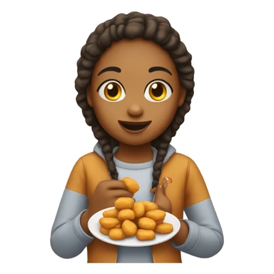 Girl eating chicken nuggets  sticker