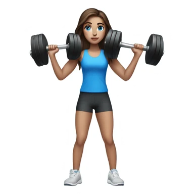 Realistic brunette girl with bright blue eyes lifting hand weights sticker