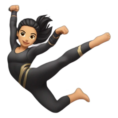 female Ninja Warrior athlete of Hispanic descent, captured mid-air sticker