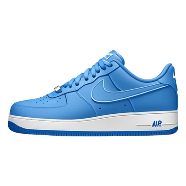 blue Nike Air Force 1 sneakers with white swoosh logo sticker