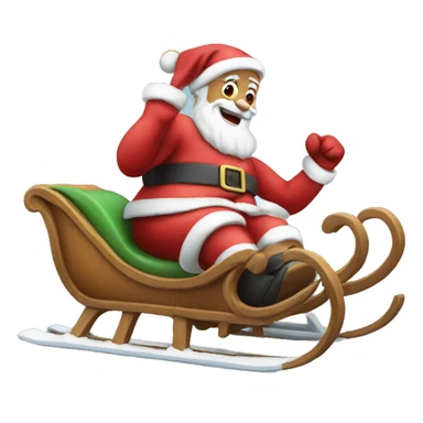 Santa on a sled sticker