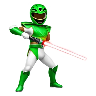 Green mighty morphin power ranger holding a red lightsaber  sticker