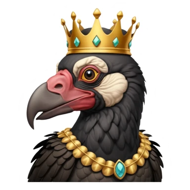 old black king vulture wearing crown looking ahead sticker