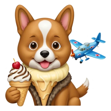 Dog eating an ice cream and flying a plane sticker
