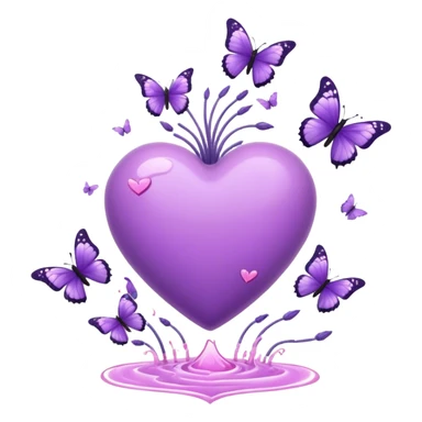 lavender pumping heart with butterflies around it sticker