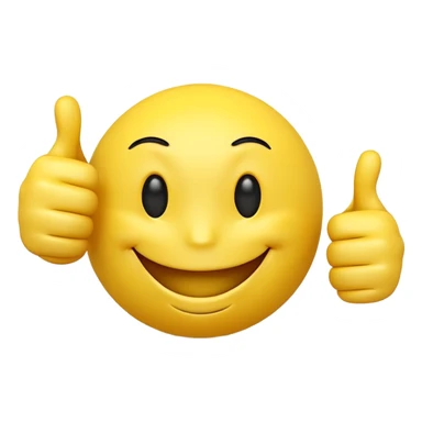 funny yellow smiley 3d face with thumbs up, uncanny sticker