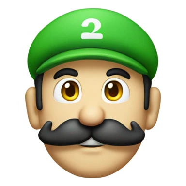 Super Mario bros emoji Luigi only head black mustache sticker