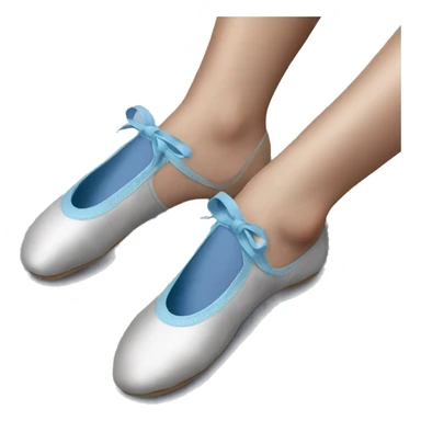Flat ballet shoes blue side view on womans feet sticker