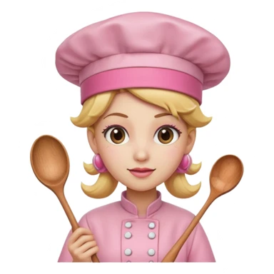 Pink chef hat princess peach with a spoon sticker