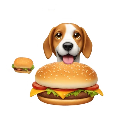 Dog with burger sticker