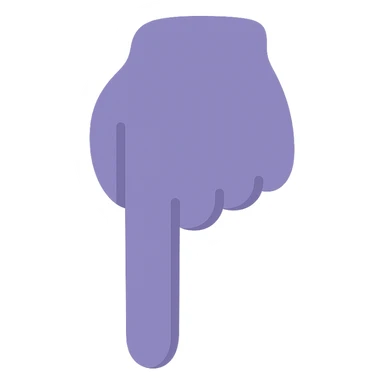 A dull purple Backhand Index Pointing Down sticker