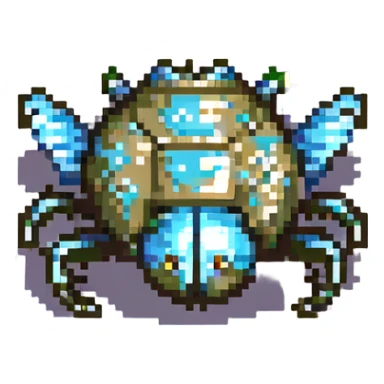 a sand flea, pixel art style, retro video game sprite sticker