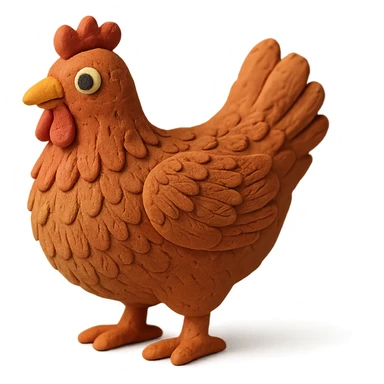 hen with detailed feathers in claymation style sticker