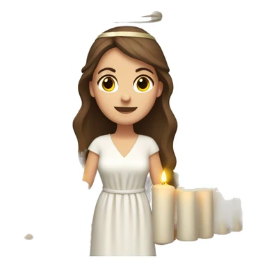 brown haired white women with white gown and advent wreath with candles on the head sticker