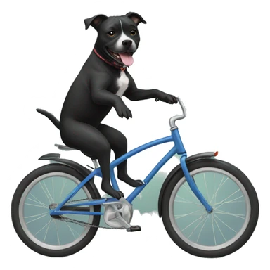 black staffie dog riding a bike sticker