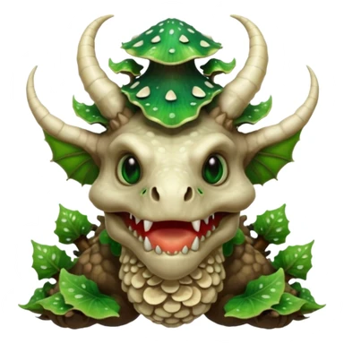 poisonous mushroom dragon beast portrait, head and shoulders only, face covered in mushroom plates, glowing green spores, fungal horns, mushroom cap scales, fantasy creature, 3D cartoon, mobile game icon style, clean background, no text, no watermark

 sticker