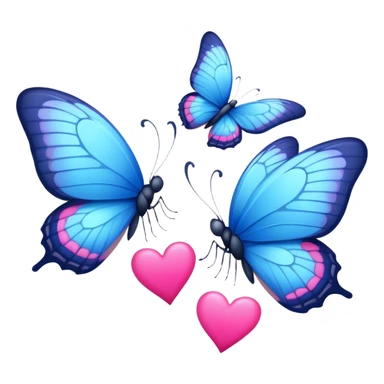 two blue butterflies and little hot pink hearts sticker