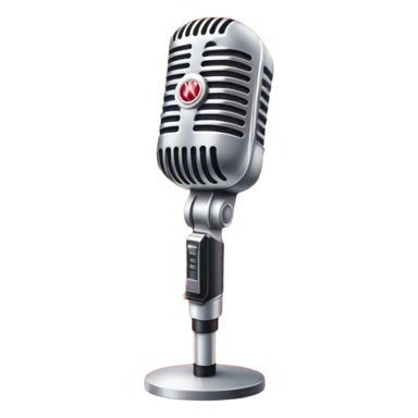 Create a glamorous and vibrant emoji that represents pop or stage vocal performance. The design should feature a vintage stage microphone on a red carpet, with a spotlight shining on it. The stage should be empty but illuminated with concert lights, creating an atmosphere of excitement. Add elements like a festive firework display and a sparkling costume with rhinestones. Surround the scene with a ribbon made of musical notes to symbolize the connection to music. Use bright colors like gold, red, and silver, with a touch of sparkle to convey the glamour and energy of pop vocal performance. The background should be transparent. sticker