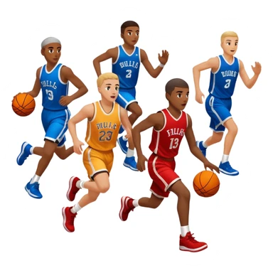 basketball game in motion in the ground with multiple players sticker
