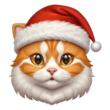 Make me a orange tabby cat with a white chin and a bit of white on the end of his tail and  a Santa hat that looks like 🐱 emoji sticker
