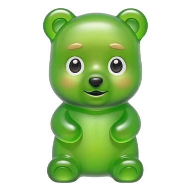green gummy bear with eyes and blond hair sticker
