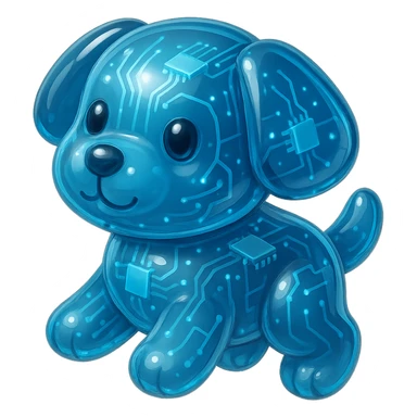 a cute dog in glossy circuit style sticker