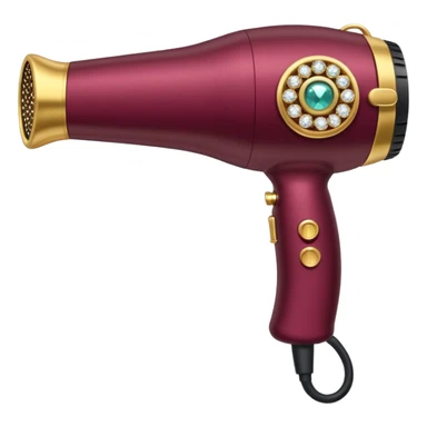 burgundy blow dryer covered in jewelry sticker