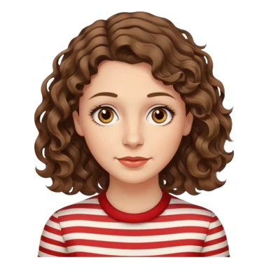 fair-skinned caucasian woman, 40s, chin-length wavy/curly/unruly brown-ish hair with a few white stripes, hazel eyes sticker