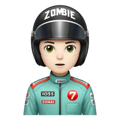 black haired zombie formula 1 racer sticker